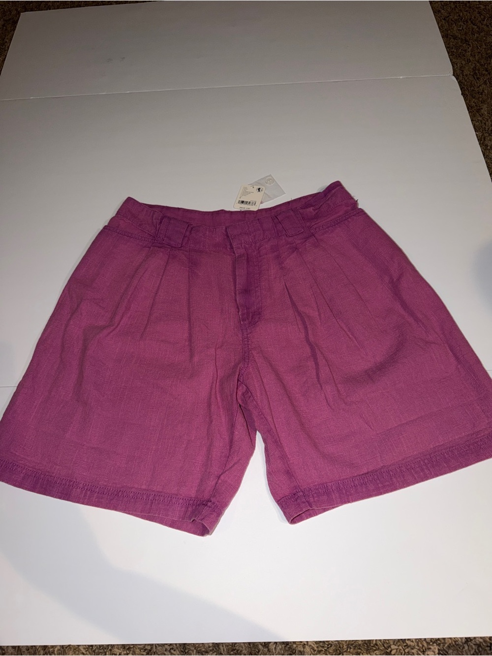 Free People Women's Raspberry Pink Linen-Blend Bermuda Shorts